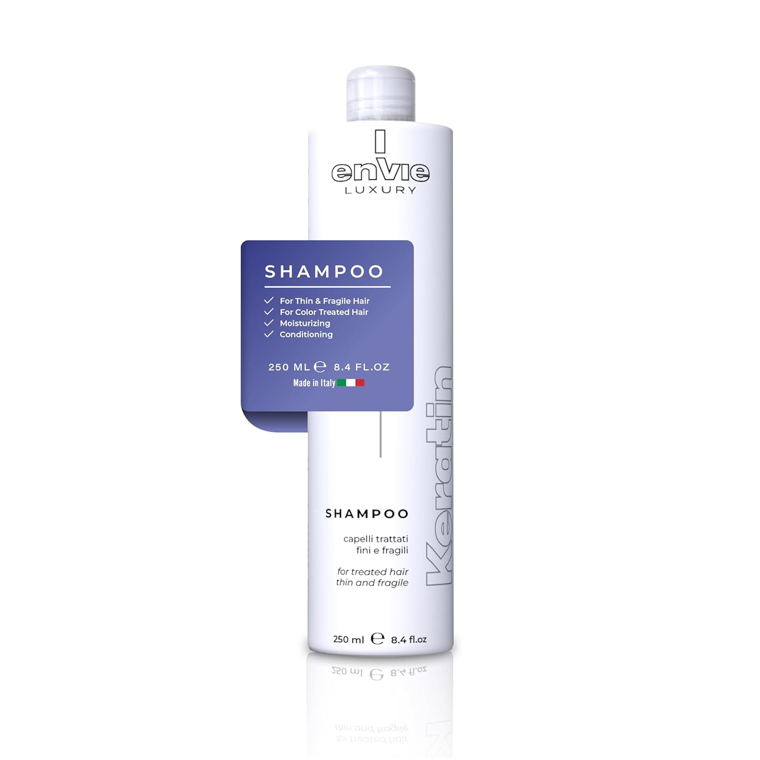 Keratin Shampoo - Keratina para Alisar el Pelo - Hydrating and Smoothing Shampoo for Brazilian Blowout and Straightening - Color Treated and Dry Hair, 250 mL