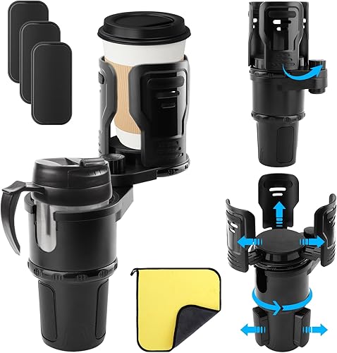 Expansor de portavasos 2 en 1 para automóvil, multifuncional expandible con soporte de vaso giratorio de 360, extensor adaptador para automóvil con