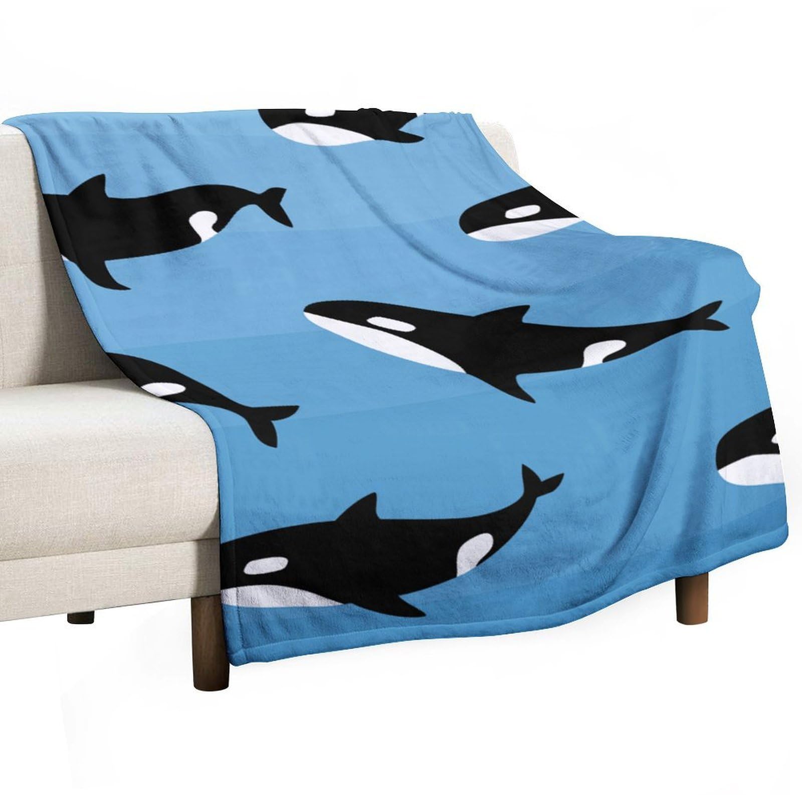 Hxwokrum Flannel Blanket, Cute Killer Whale Throw Blanket for Couch Sofa Bed Office, Soft And Comfortable Without Pilling