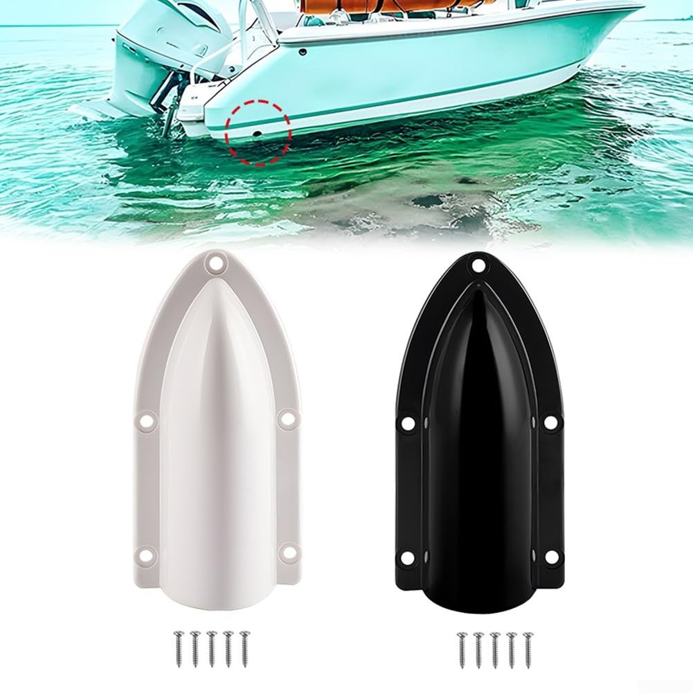 Presa di scarico e prese d'aria dello scafo per barche - Conchiglia in ABS con deviazione a forma, compatibile con barche a motore, barche a vela, barche da pesca e camper (confezione da 2
