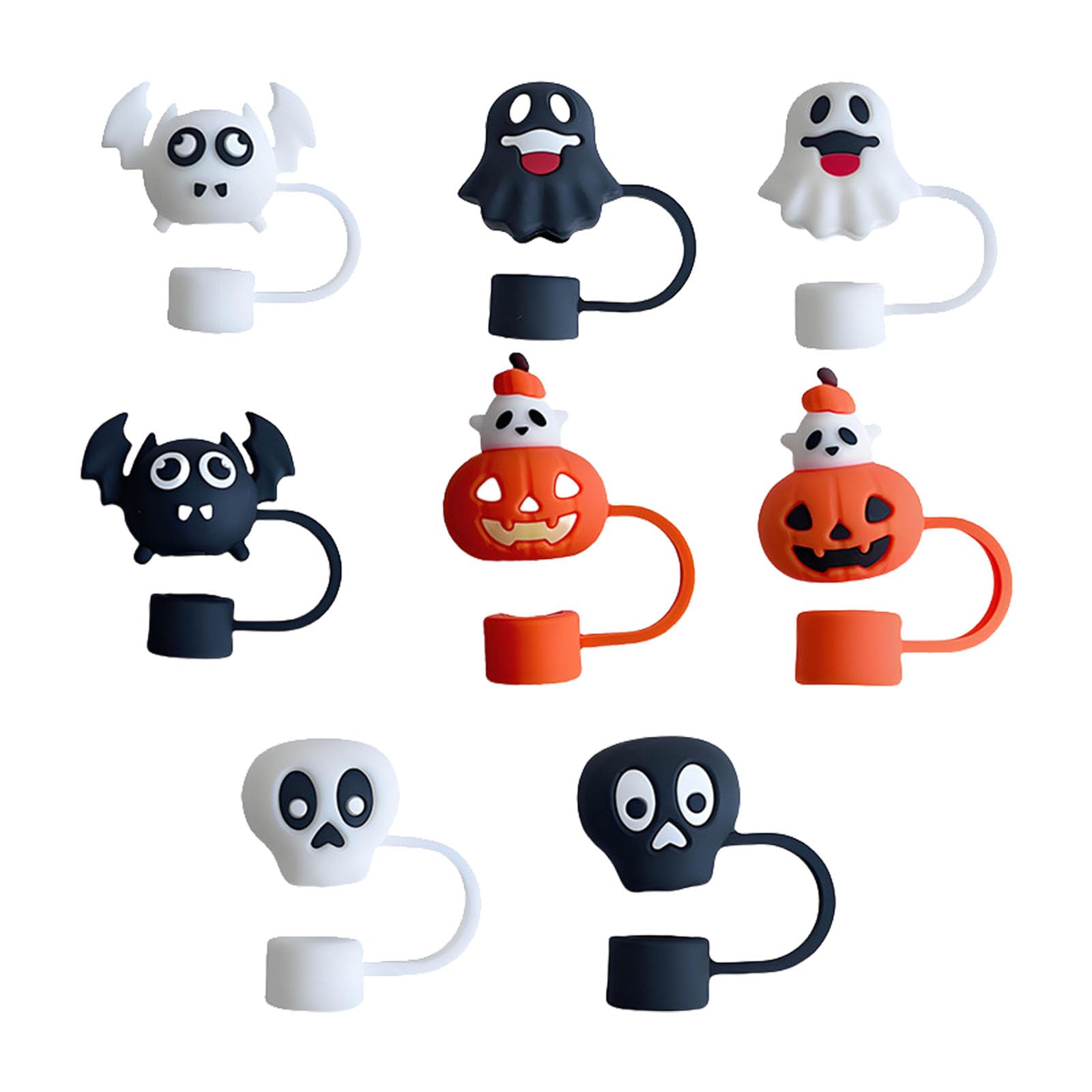Tsophreniq 8 Part Halloween Elastomer Drink Successes Vegetable Plan Dishwasher Safe Cup Addons Everyone Epochs Drinking Straw Tip Closures Novelty and Family Drinking Straw Accessories