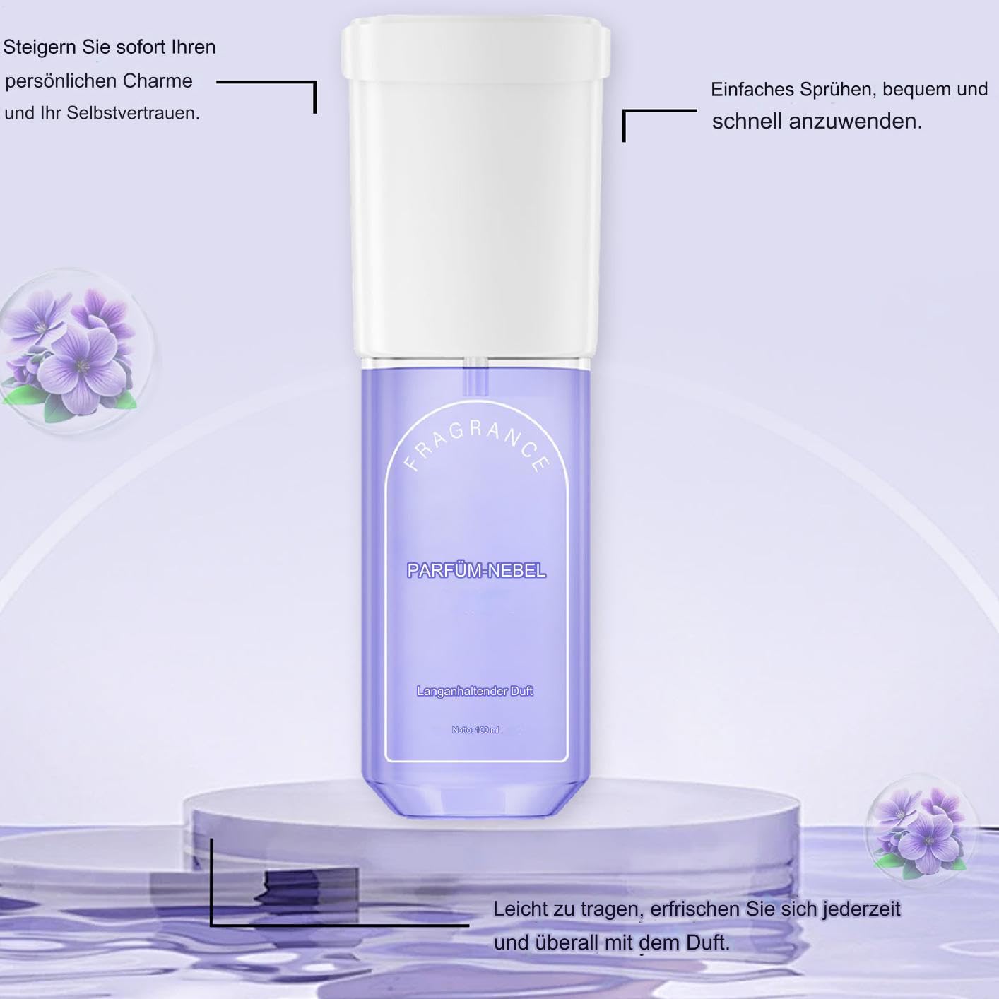 Veilchenparfüm, Parfüm Mit Veilchenduft - Weibliches Charmantes Parfüm - 100 Ml Langanhaltendes Violettes Körperparfümspray Für Frauen, Haare, Kleidung, Dating, Einkaufen