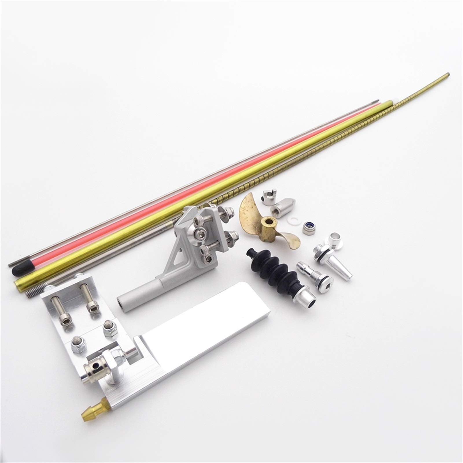Puntal de Eje de Cable de transmisión Flexible de 4mm + timón de dirección de 75mm + Kit de hélice de Cobre de 48mm RC Vee Boat V Monoboat Kit de hélices para Barcos