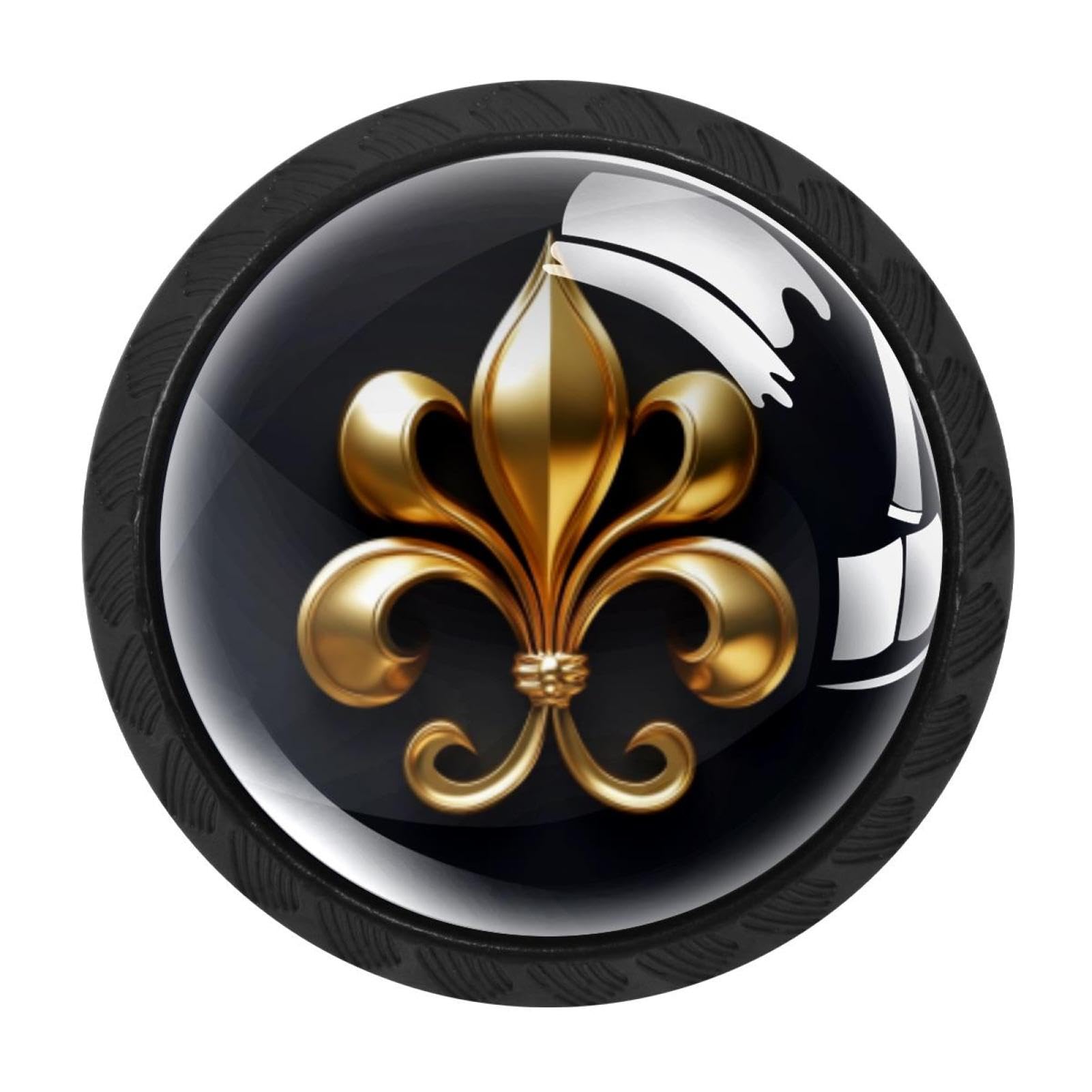 Chenzzzz Multicolored 02 4 Pack Black Fleur De Lis (4) Cabinet Pulls With Screws, Kitchen Cabinet Knobs Hardware