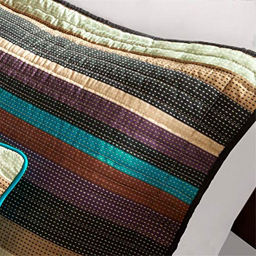Madison Park Quilt Rustic Southwestern - All Season, Breathable Coverlet Bedspread, Lightweight Bedding, Shams, Decorative Pillow, King/Cal King(104"X94"), Yosemite, Stripes Purple/Teal 6 Piece #TOP2