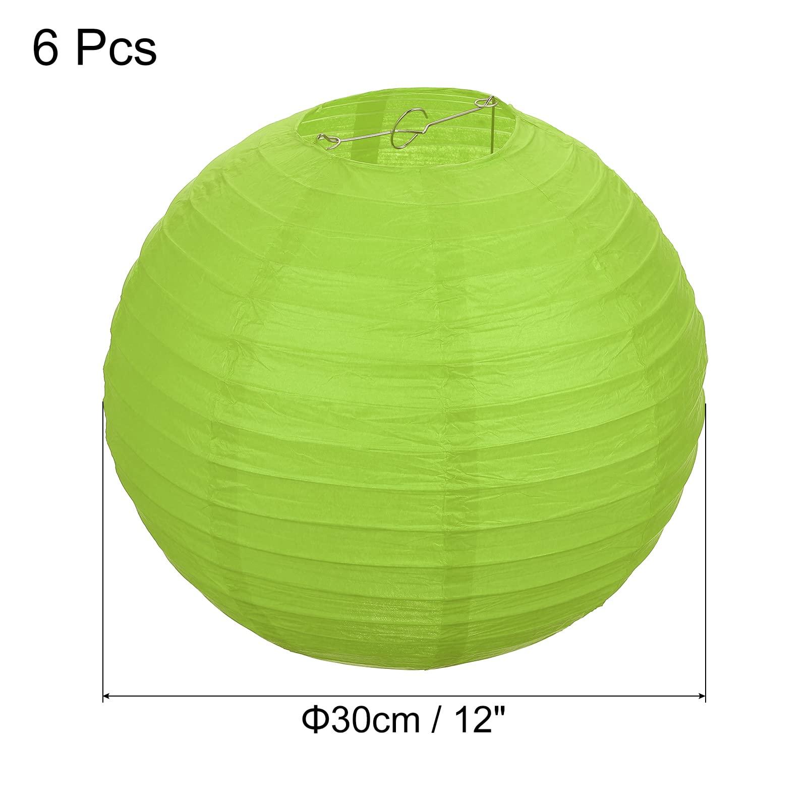 PATIKIL 12 Pulgadas Papel Linternas, 6 Paquete Redondo Plegable Colgante Lámpara Sombra para Casamiento Casa Fiesta Festival Celebración, Verde