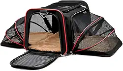 Bolsa Pet Expansível para Transporte em Avião Cães e Gatos Ventilada até 14kg Tela Arejada e Tapete Removível - Duke & Dixie