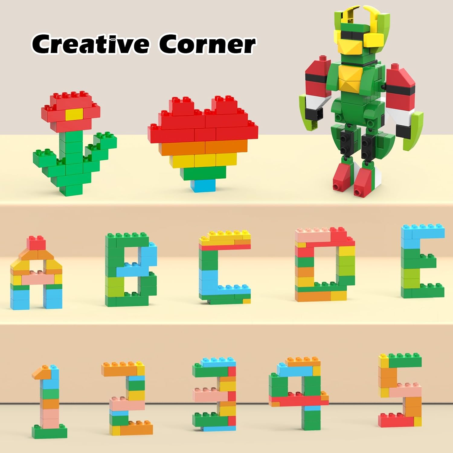 Building Blocks for Kids Ages 3-8| 8-Color Building Bricks for Toddlers Development, Creativity, and Motor Skills| 209-piece Toy Building Sets for Ideal Christmas/Birthday Gifts for Boys & Girls