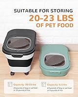 Vista 3 de Contenedor de almacenamiento de alimentos para perros de 20 a 23 libras, contenedor plegable para alimentos para perros con ruedas y cuchara