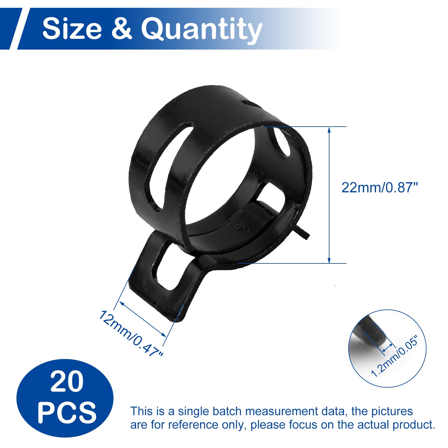 MroMax 20 fascette stringitubo a molla ID da 22 mm, fascette stringitubo nere adatte per tubi del carburante OD da 15/16, tubo flessibile in silicone, tubo dell'aria e tubo dell'acqua, boccola di