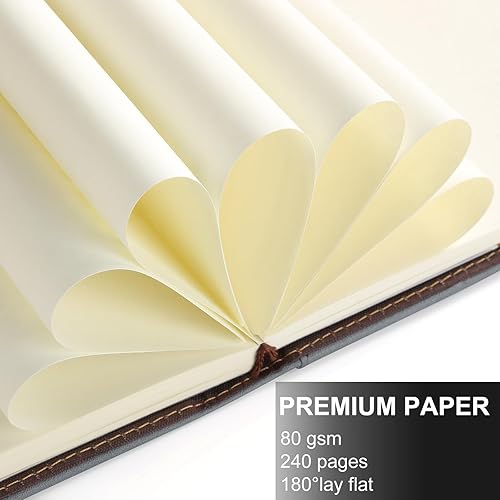 Miniatura 4 de Cuaderno A5 en blanco, cuaderno de bocetos de cuero de tapa dura recargable con bolsillo y hebilla magnética, 240 páginas gruesas de viaje para