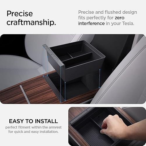 Miniatura 7 de Spigen Bandeja organizadora de consola (edición de carbono) diseñada para Tesla Model XS 20232022