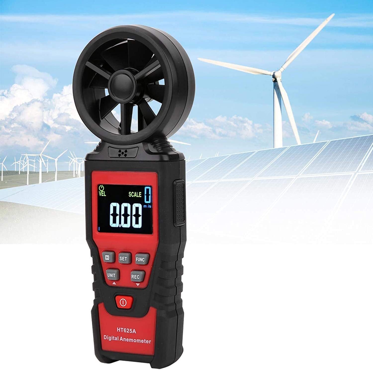 JJJ L'anemometro, può misurare la velocità del Vento, Il Volume dell'Aria, la Temperatura e l'umidità, l'anemometro Portatile