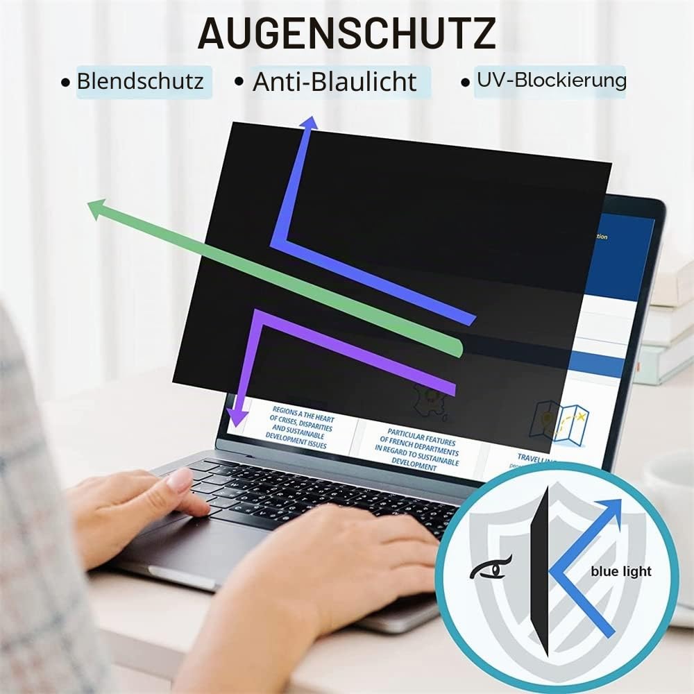 Magnetische Blickschutzfolie 15,6 Zoll (16:9) – Sichtschutz & Displayschutz Laptop – Privacy Filter für seitliche Blicke – Kratzfeste Folie – Einfache Magnet-Befestigung – Schutz Privatsphäre