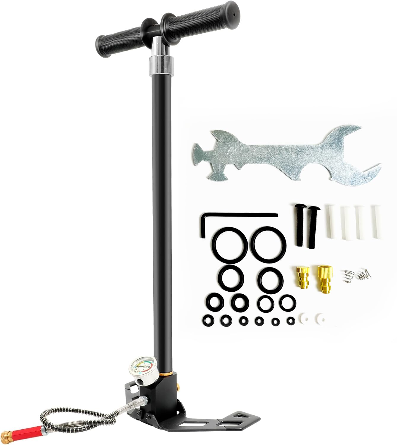 PCP Hand Pump 30Mpa 4500Psi, 4 Stage PCP High Pressure Hand Pump, Stainless Steel Air Pump with Oil-Moisture Filter for PCP Air Guns, Paintball Gun, Air Rifle, HPA Gas Tanks, Tire Inflation