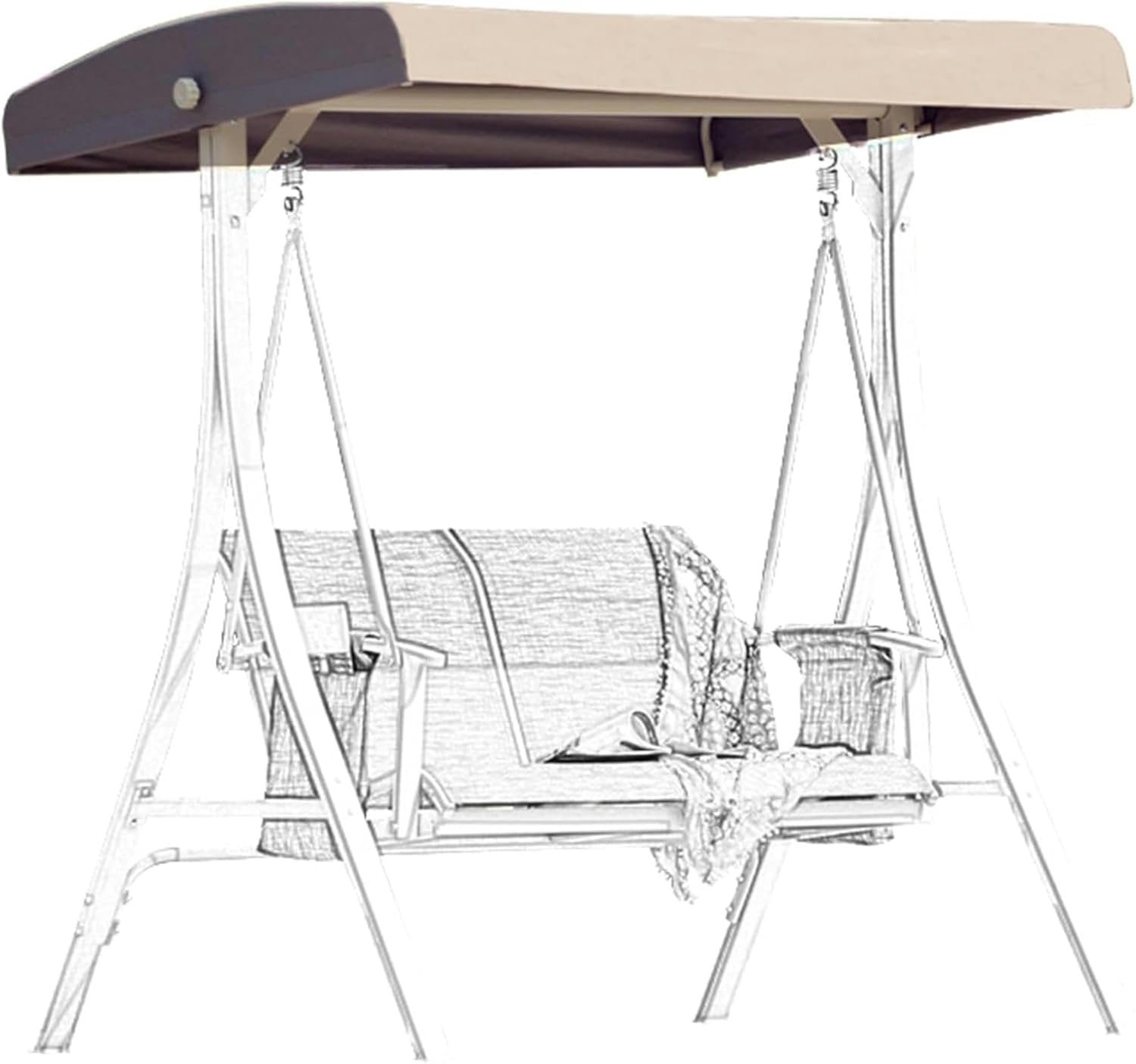 Wzglod 3/2 Person Patio Swing Chair Replacement Canopy Cover, Removable Garden Swing Canopy Awning Cover for Patio Yard Swin Seat Furniture,Waterproof Sunshade UV Block Protective-Garden