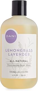 DANI Moisturizing Body Wash Naturals - Calming Lemongrass Lavender Aromatherapy- Organic Aloe Vera & Natural Glycerin - Paraben & Sulfate Free Shower Gel - 12 Ounce Bottle