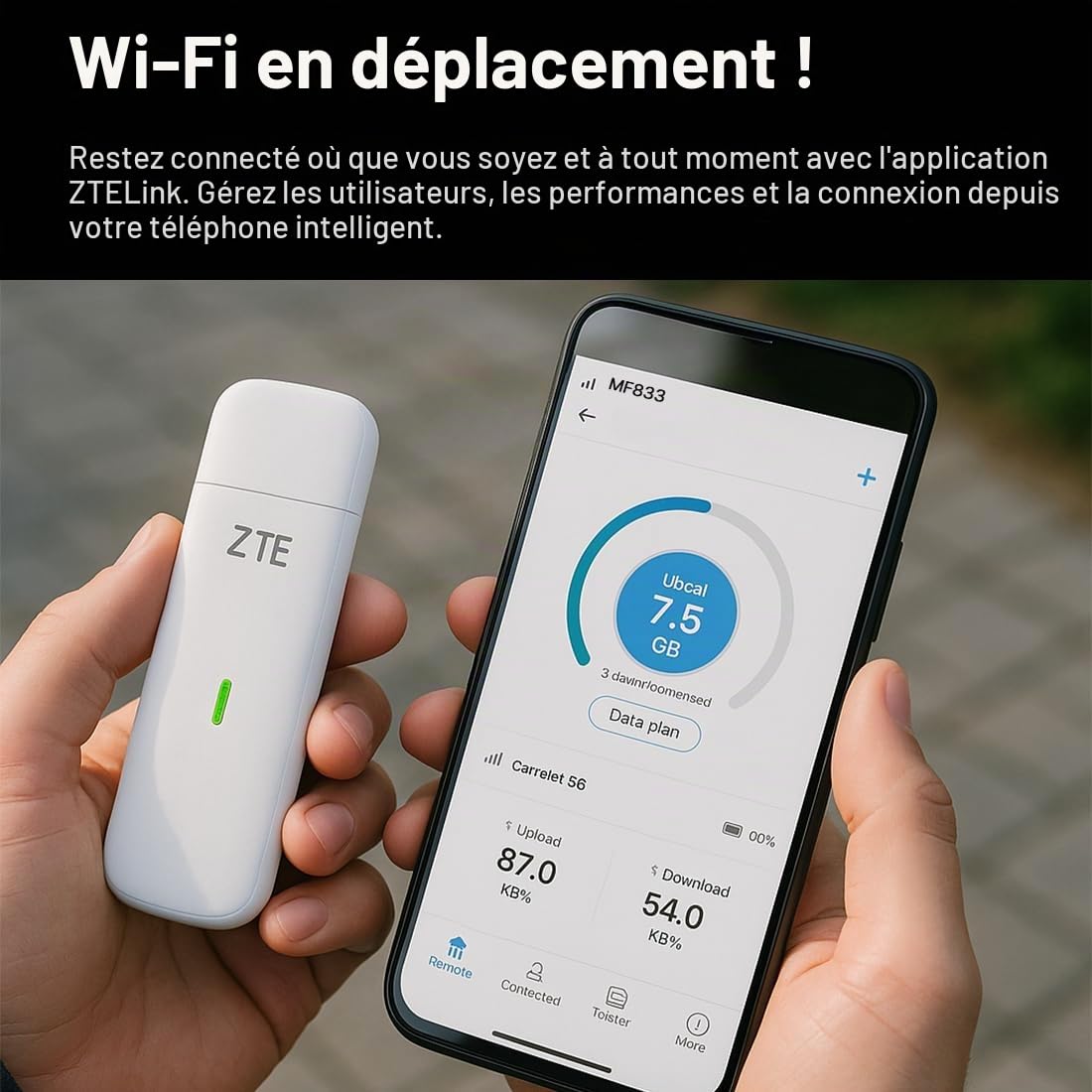 ZTE MF833 Dongle USB CAT4/4G débloqué à Faible coût, 150 Mbps, Configuration multibande, avec Une Garantie de 2 Ans et Une Carte SIM Intelligente Gratuite - Blanc