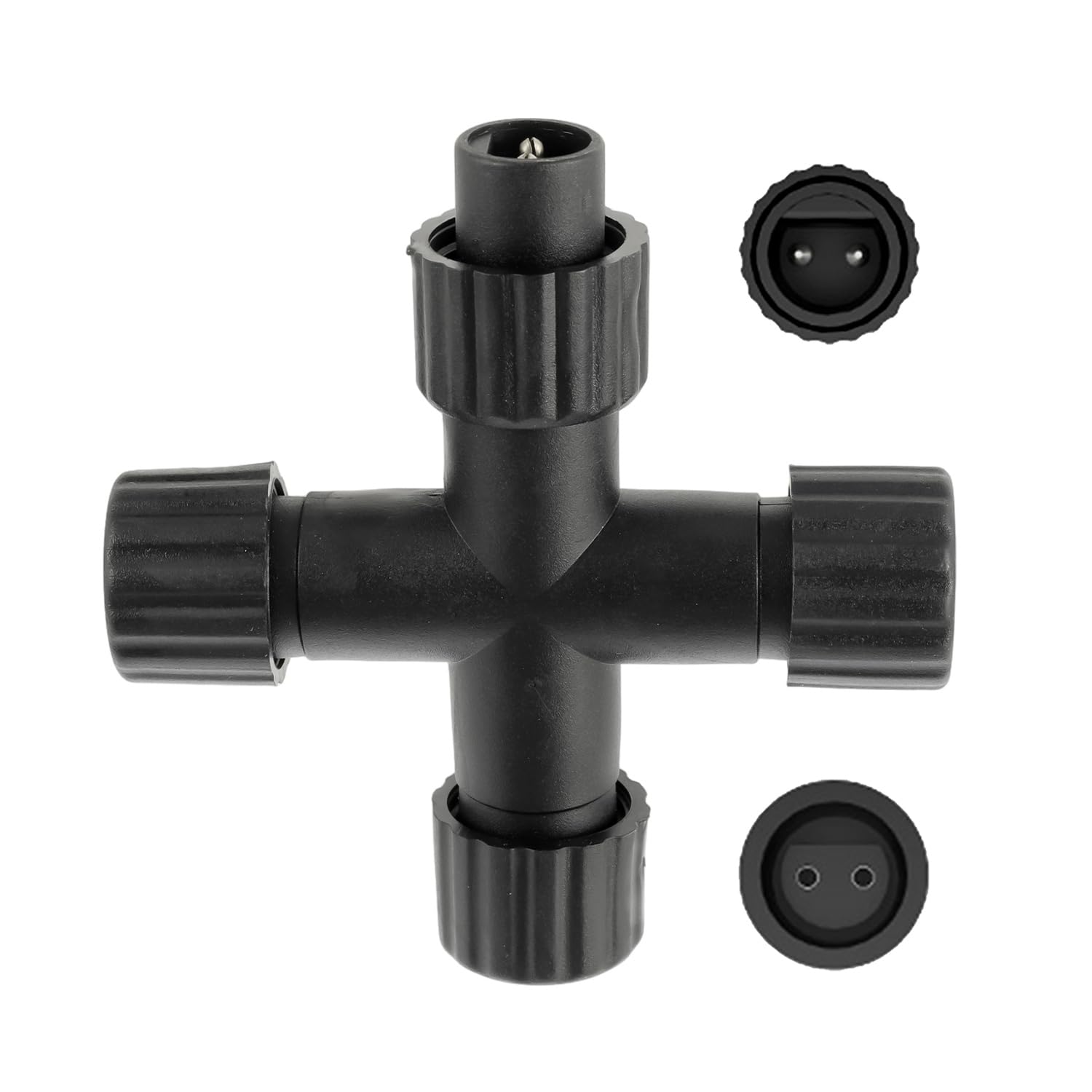 Huarew Black Splitter Connector For Fairy Lights,4 Way Cable Splitter Connector For Fairy Lights, Waterproof Two Pins Outdoor String Light Splitters For Christmas String Lights,Icicle,Grid And Globe Lights