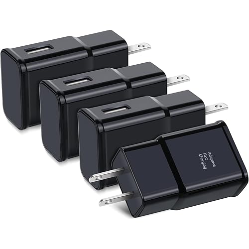 Adaptive Fast Charging USB Wall Charger, Qihop 4-Pack Fast Charging Block Travel USB Charger Adapter Compatible Samsung Galaxy S21 S20 S10 S9 S8 S7 Edge Plus, Note 8 9 10+, A13 A32 A52 A53 iPhone
