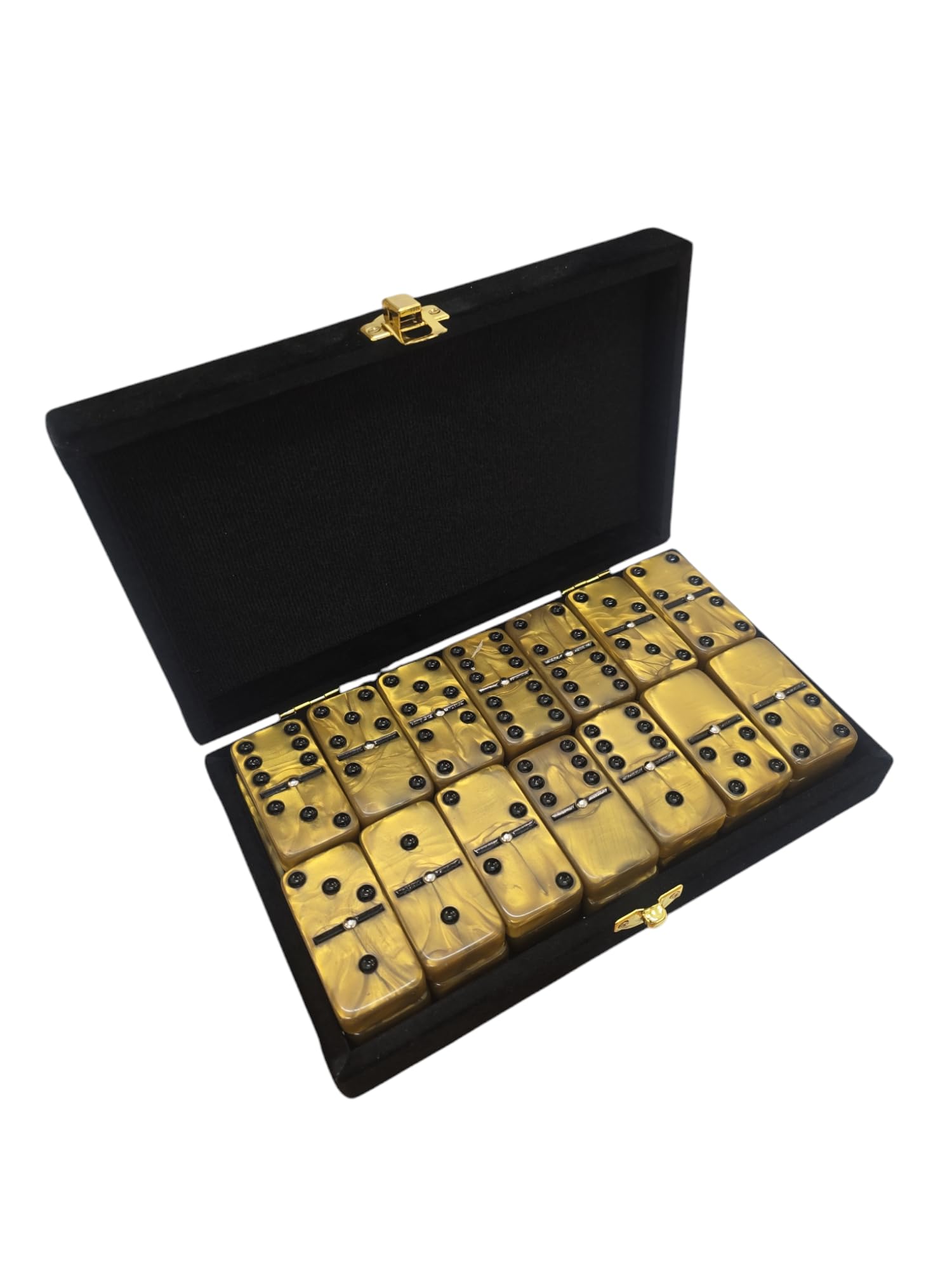 MarionDomino Double 6 Gold Marbleized Tiles Jumbo Tournament Size
