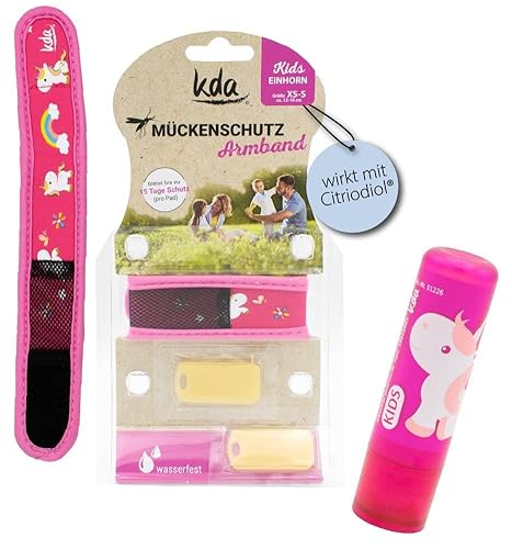 Kda Kids Einhorn Mückenschutzarmband + Lippenpflege Set