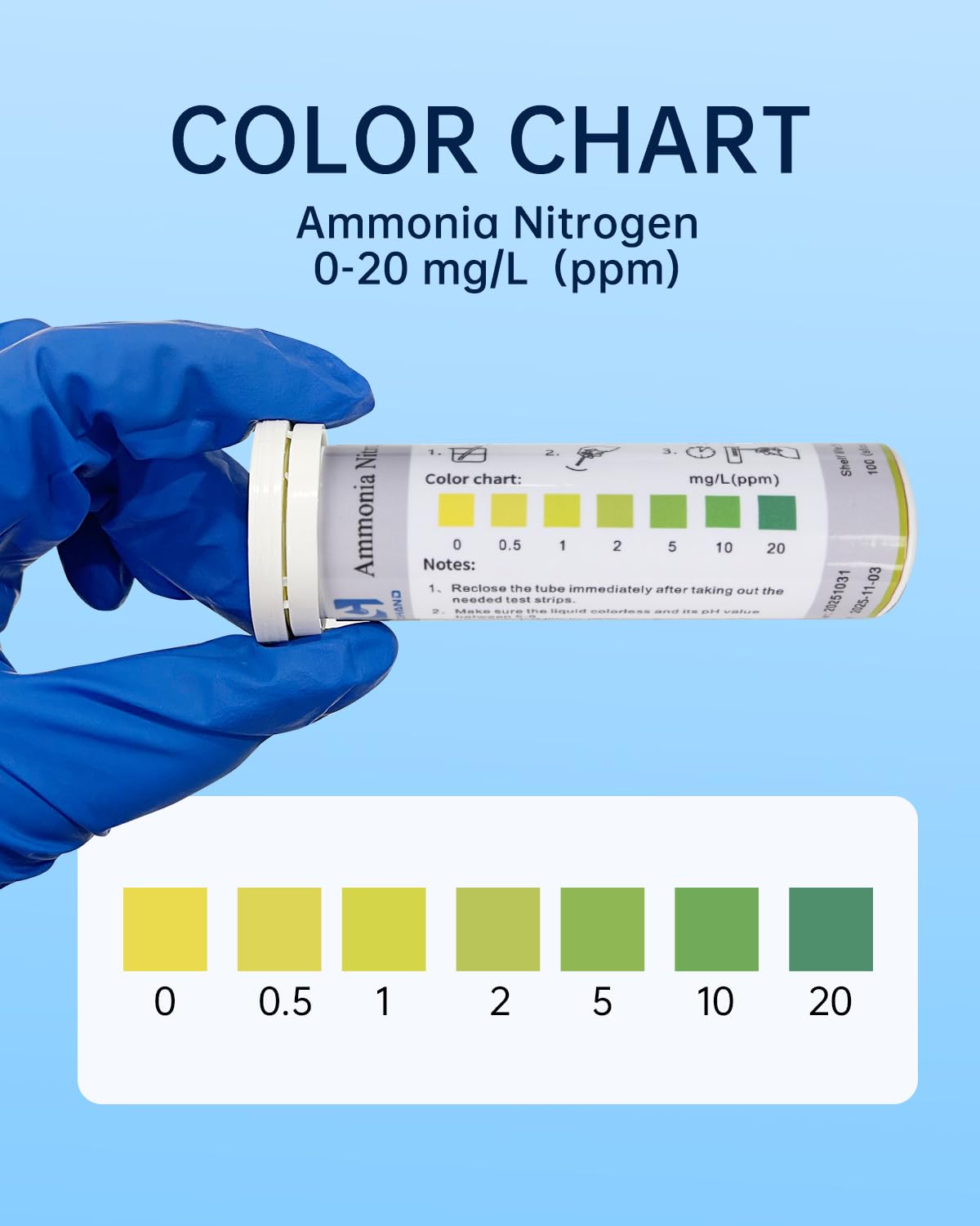 0-20 ppm Ammonia Test Strip, 100Strips, Contains 6ml Activator, Accurate Readings, Easy to Use, Ammonia Test Kit for Fish Tanks, Ponds, Aquaculture, Freshwater Aquarium - image 4