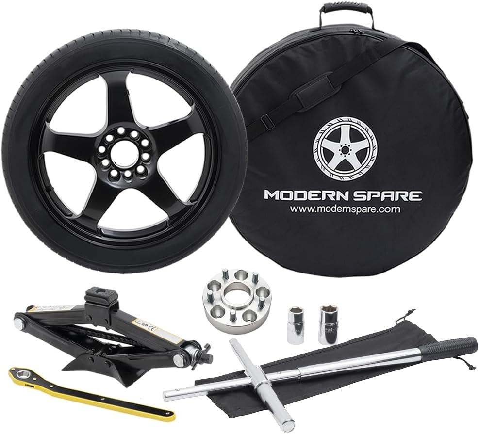 Modern Spare Complete Compact Spare Tire Kit With Carrying Case & Wheel Spacer - Fits 2014-2019 Chevrolet Corvette All Trims