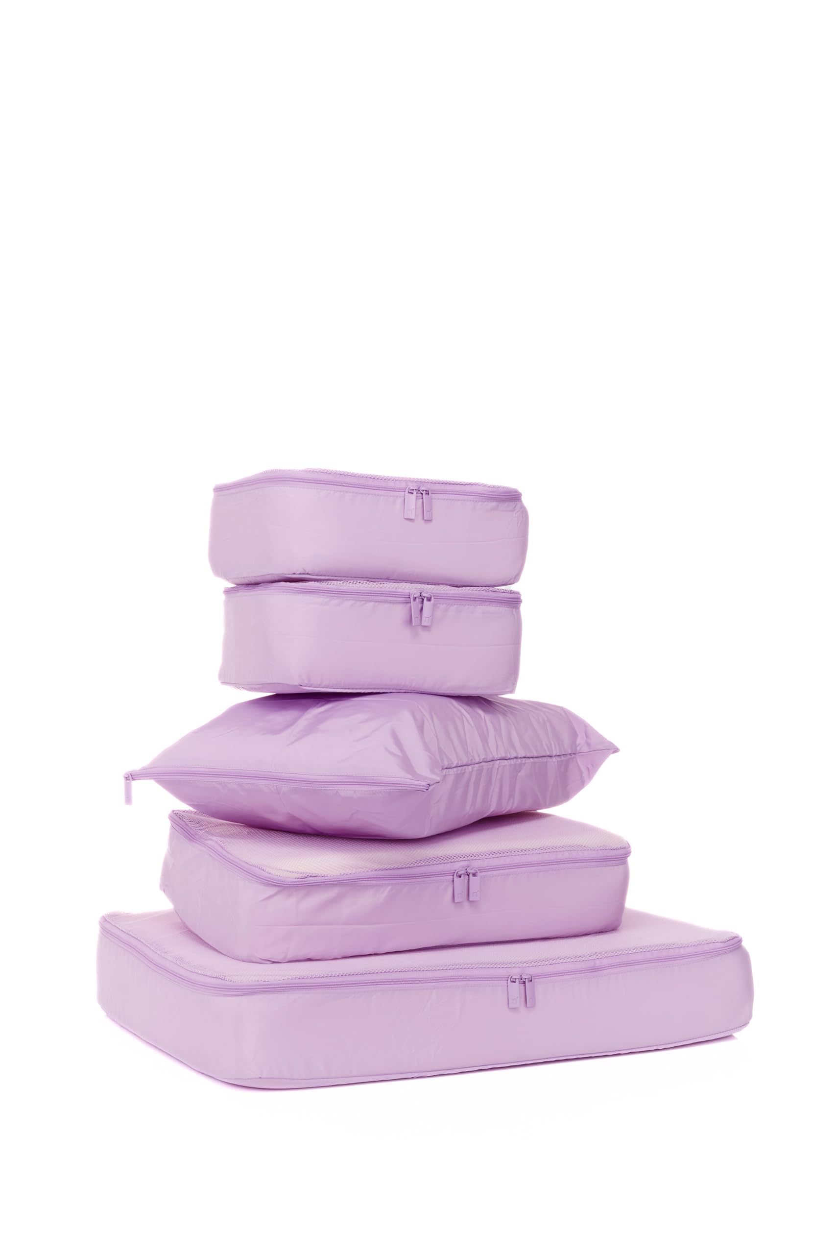 Nere Bright Lilac - Stori Packing Cubes For Suitcases & Travel Backpacks, 5 Pack - Small, Medium & Large - Lightweight, Zip Closure