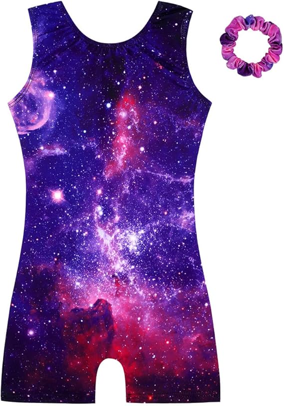 HOZIY Gymnastics Leotards for Girls with Shorts Biketards Dance Tumbling Outfits Matching Scrunchies 1-12 Years Old