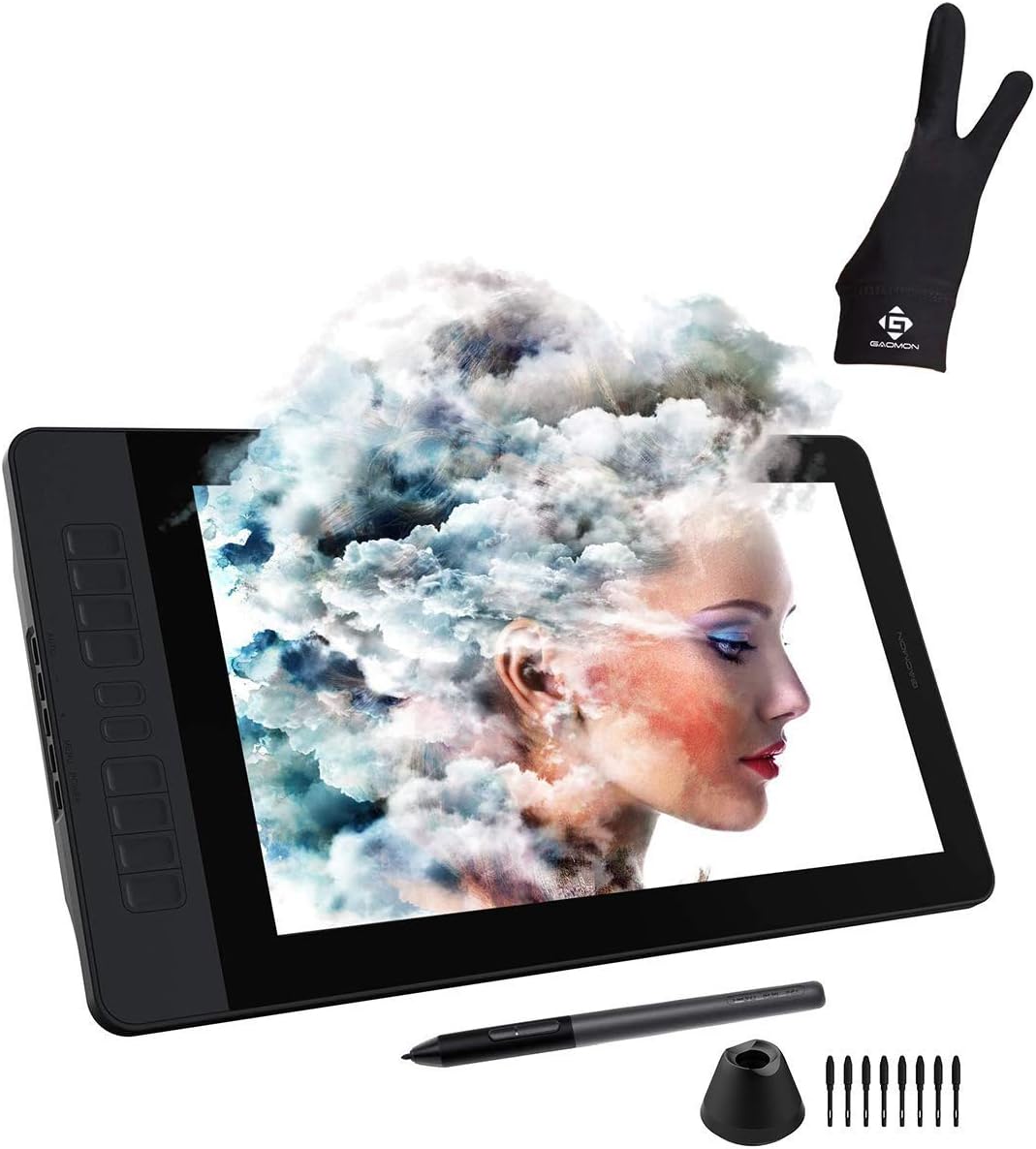 GAOMON PD1561 Pen Display & 2-Finger Gloves -15.6'' 8192 Tilt-Support HD Graphics Drawing Monitor Tablet for Digital Drawing/Animation/Online Teaching and Meeting