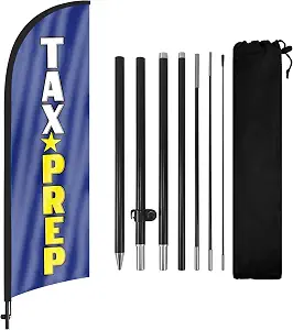 Tax Prep Feather Flag - 8FT Accounting Service Sign - Professional Banner for CPA Offices, Tax Season Financial Consultants