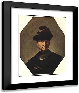 ArtDirect Rembrandt 20x24 Black Modern Framed Art Print with Double Matting Titled: Old Soldier