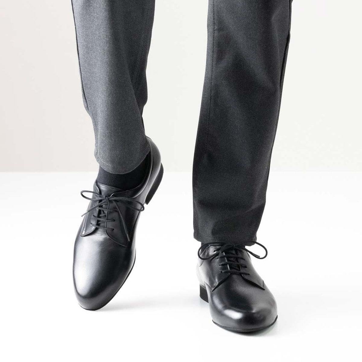 Werner Kern Herren Tanzschuhe Perugia 28064 - Leder Schwarz - Extra Weit - 2 cm Micro-Heel - Rauledersohle - Made in Italy