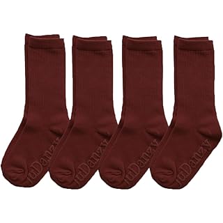 juDanzy 4 Pack of Mid-Calf Ribbed Socks with Anti-Slip Grips for School Uniform, Soccer, Sports, AFO