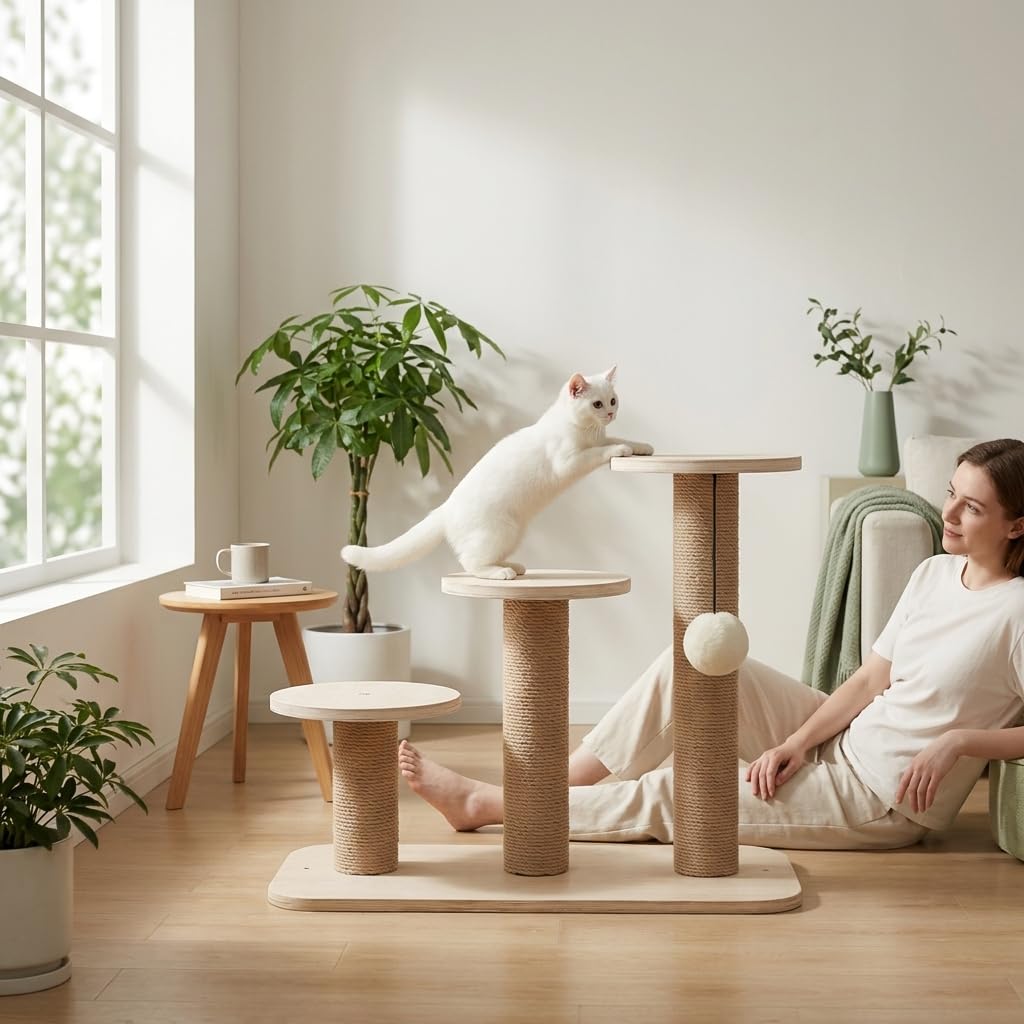 Tiragraffi per Gatti, Albero Gioco Legno, Due strati