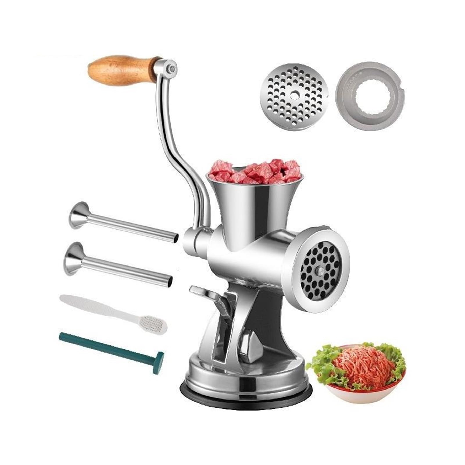 Manual Mini Meat Mincer Food Processor Grinder Portable Chopper Blender Sausage Stuffer Stainless Steel for Beef Fish Home