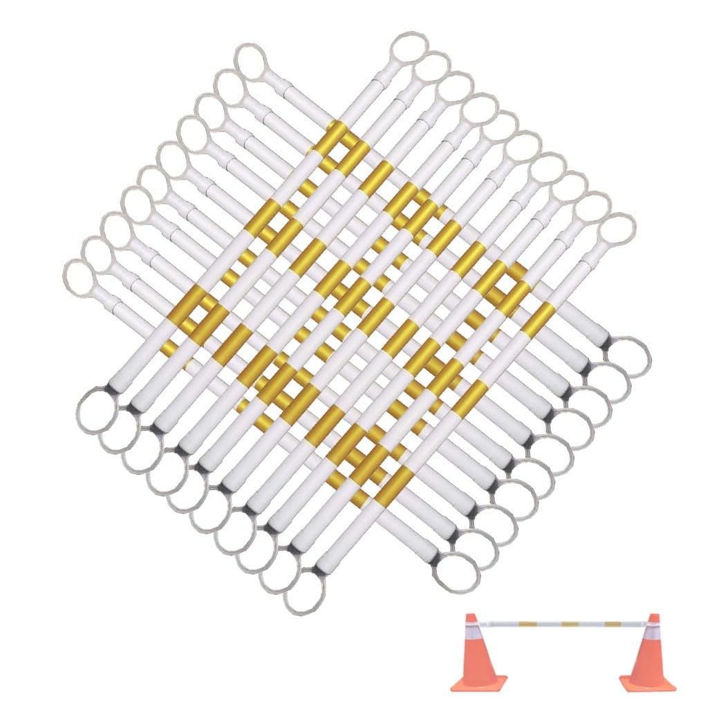 SGKOMN Adjustable Reflective Traffic Cone Bars - Expandable Safety Barrier for Driveway, Parking Lot & Work Zone Control - Yellow & White for Enhanced Visibility, Yellow and White-20pcs