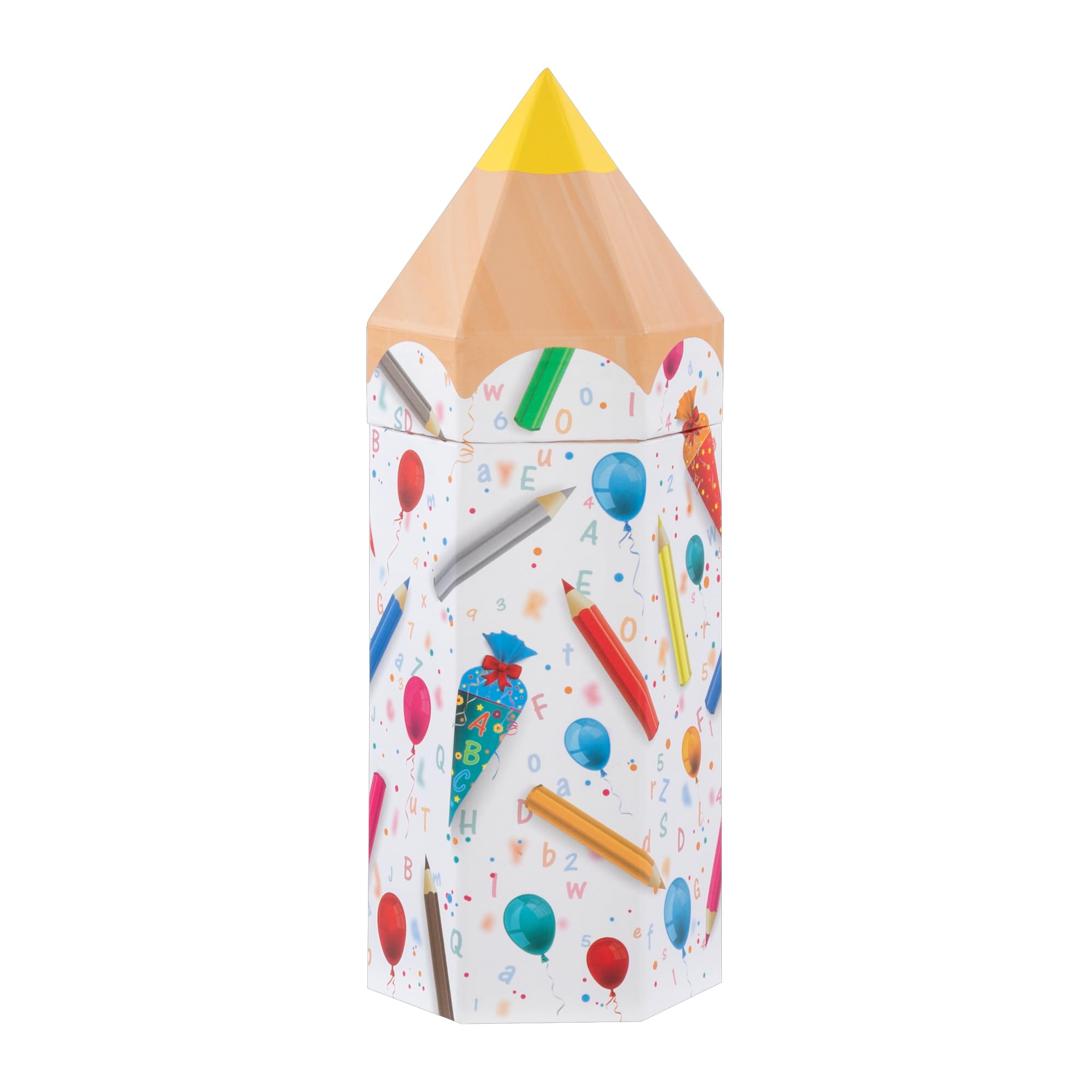 Idena 31925 – Gift Box with Lid 10 x 27 x 9 cm, Pen Shape, Gift Box with Colourful Design School Bag for Back to School