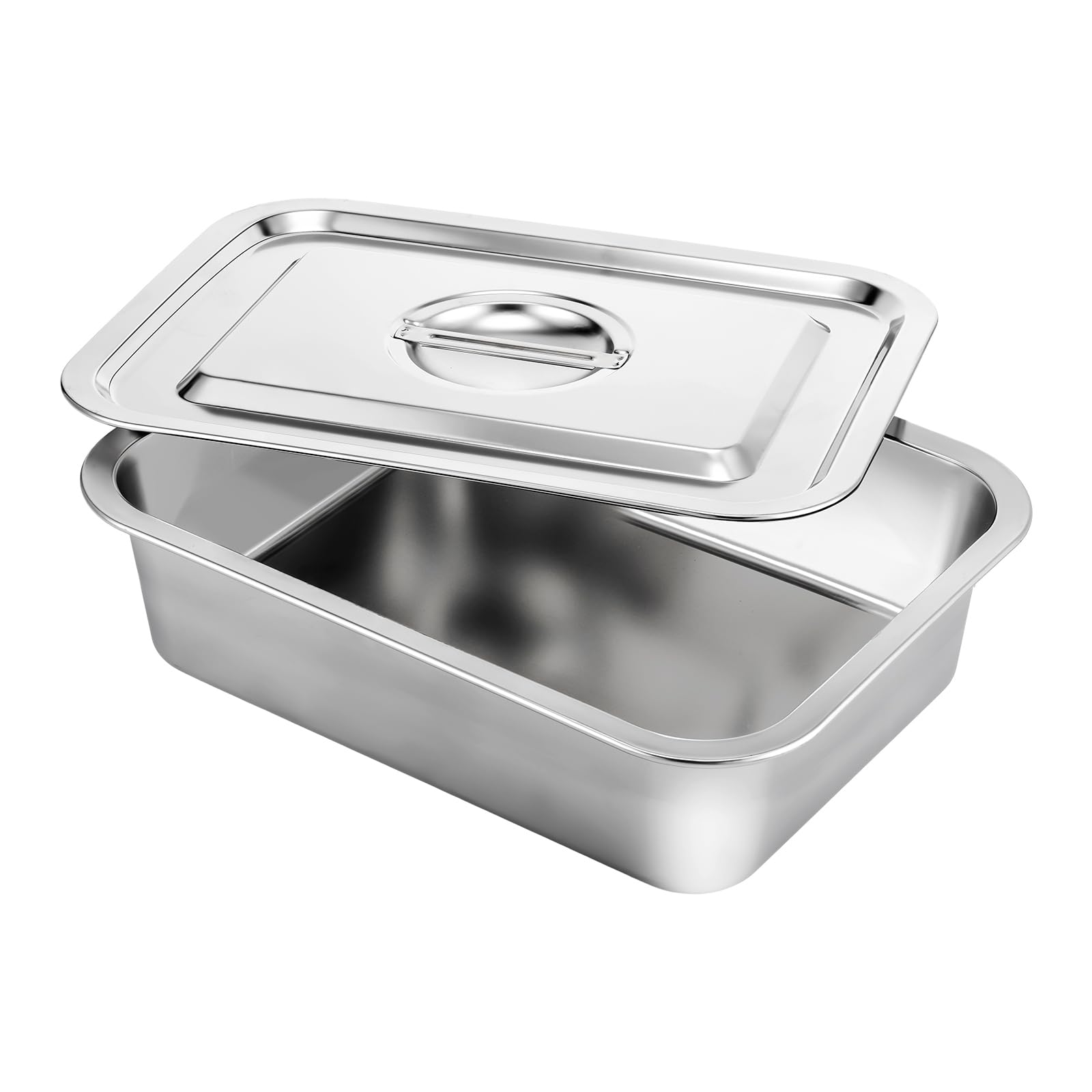 Deep Lasagna Baking Pan With Lid 11x14.2x4 Inch 7.4 Qt Stainless