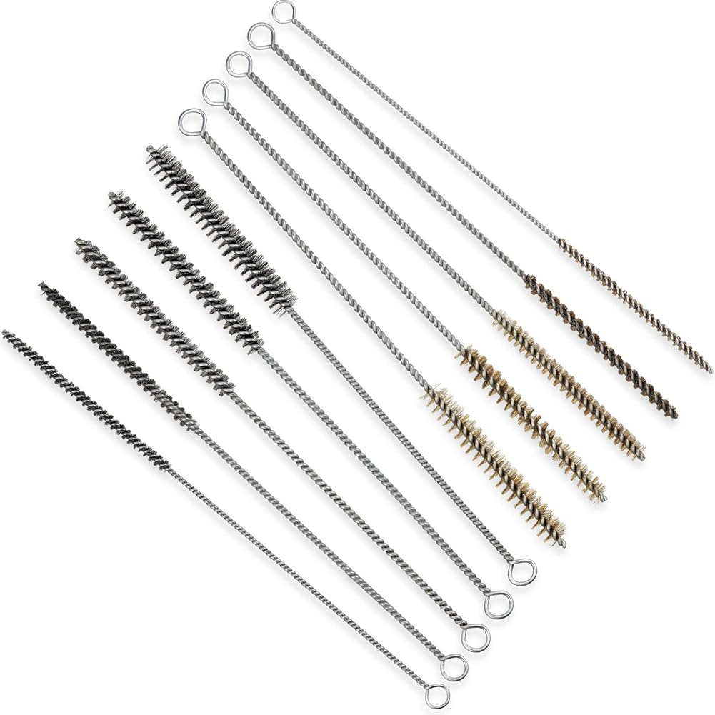 muqeu 10 Pieces Wire Tube Brushes for Cleaning Pipe Tube Brass Brush Brass Pipe Cleaning Brush Wire Pipe Cleaner Brush,5 Sizes