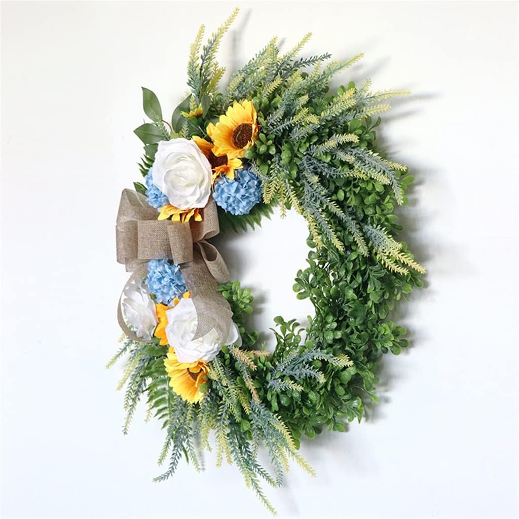 Sunflower Garland Faux Wooden Door Decoration Mori Wedding Patio Hanging Wall Decoration Wreath