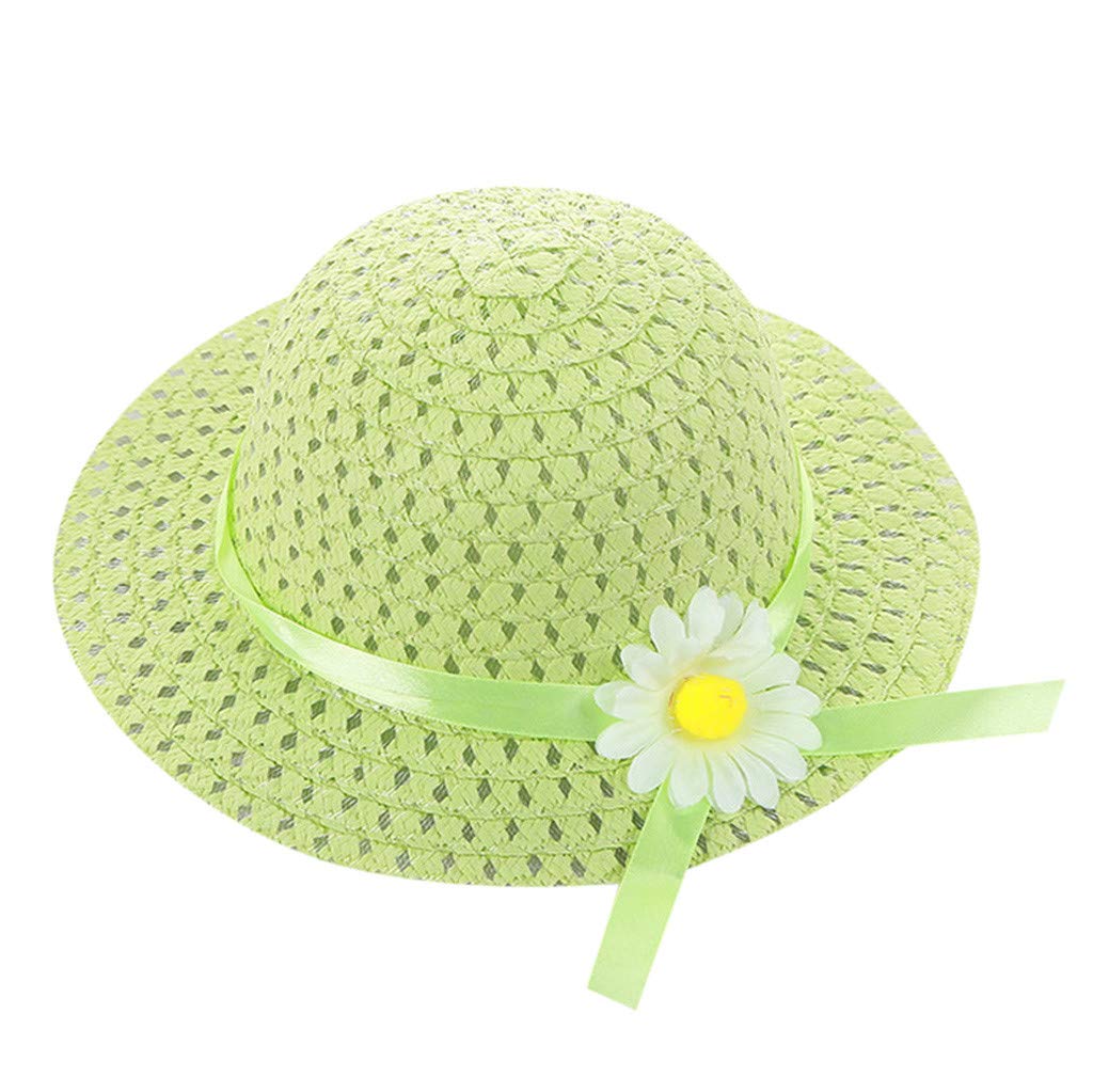 Kids Boys Girls Sunhats Baby Visor Hat Summer Beach Hats Sun Flower Floral Straw Hat Easter Gifts Green