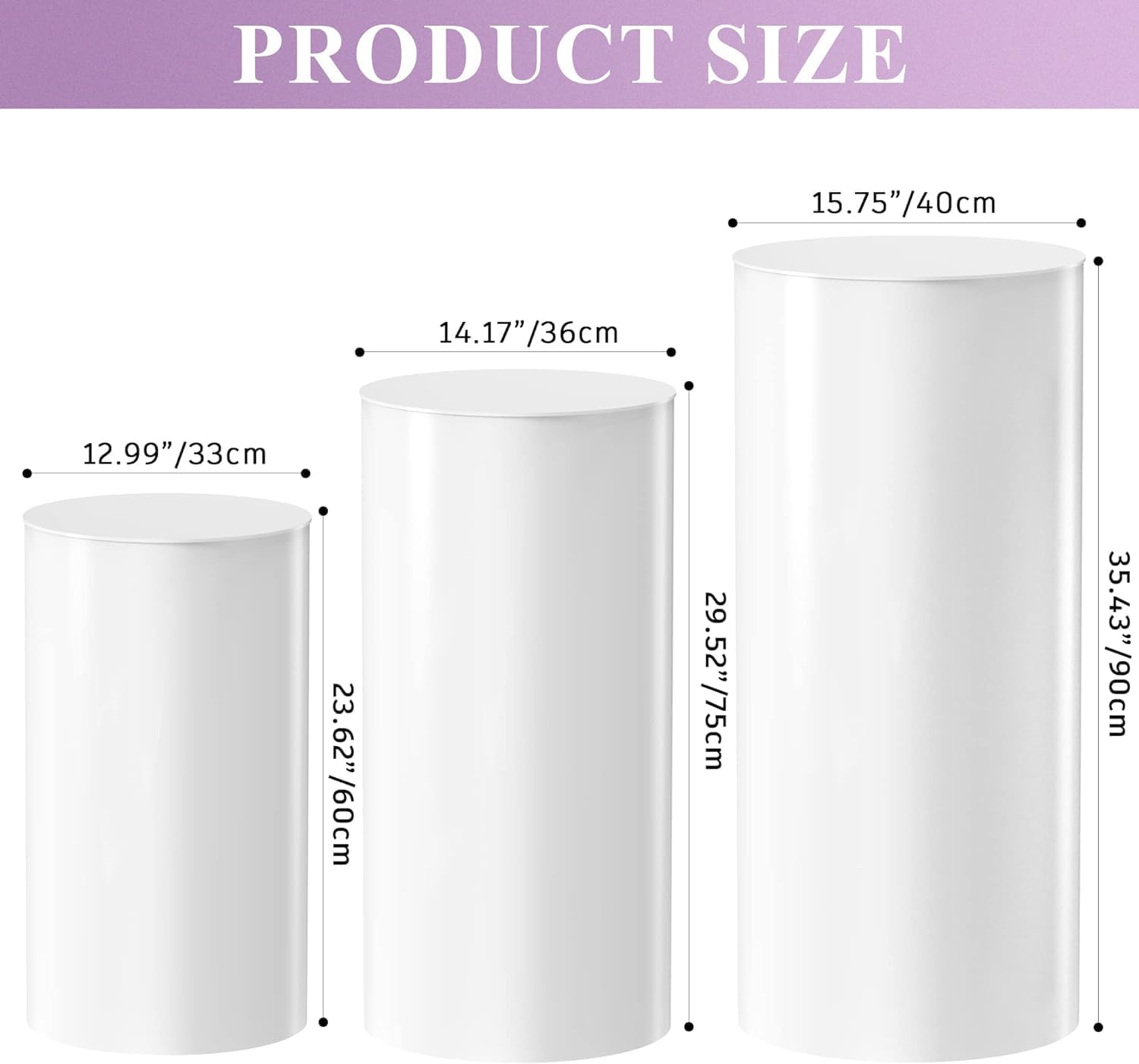 Cylinder Pedestal Stands 3Pcs White Round Cylinder Pedestal Display Plinth Pillars, Cake Display Rack for Birthday Wedding Party Dessert Tables Decor (3Pcs Cylinder Stands)