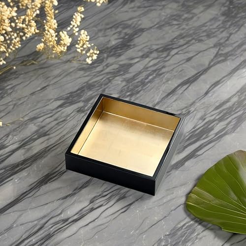 Miniatura 8 de Caspari Servilletero de cóctel lacado en negro y dorado, 1 unidad