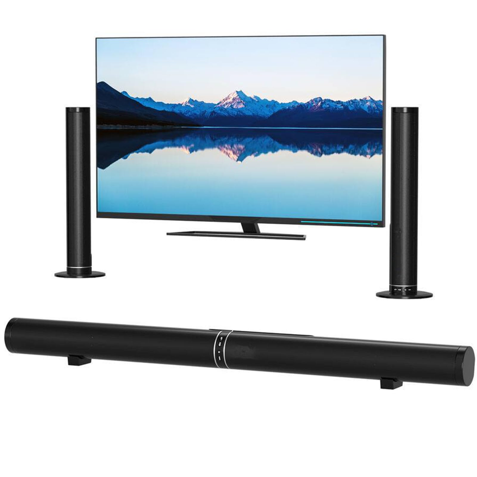 GOWENIC Głośnik TV, Soundbar 50 W 2.1-kanałowy z Bluetooth 5.0 i Wejściem Optycznym AUX ARC, Koncentrycznym USB, 3 Tryby Korekcji, Odłączana Konstrukcja do Kina Domowego, Dźwięku (wtyczka UE)