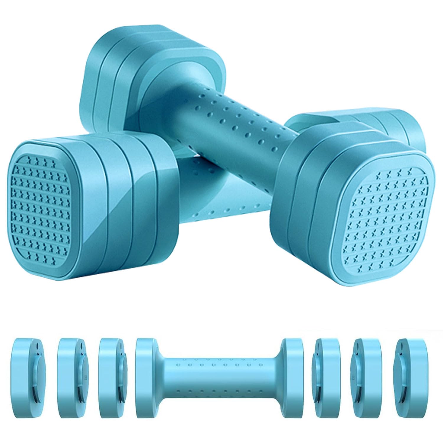 Funito Adjustable Dumbbell Set of 2, 4 in 1 Free Weights Dumbbells Set for Women, 5lb Dumbbells Set of 2, Each 2lb 3lb 4lb 5lb with TPU Soft Rubber Handle for Home Gym Exercise Training