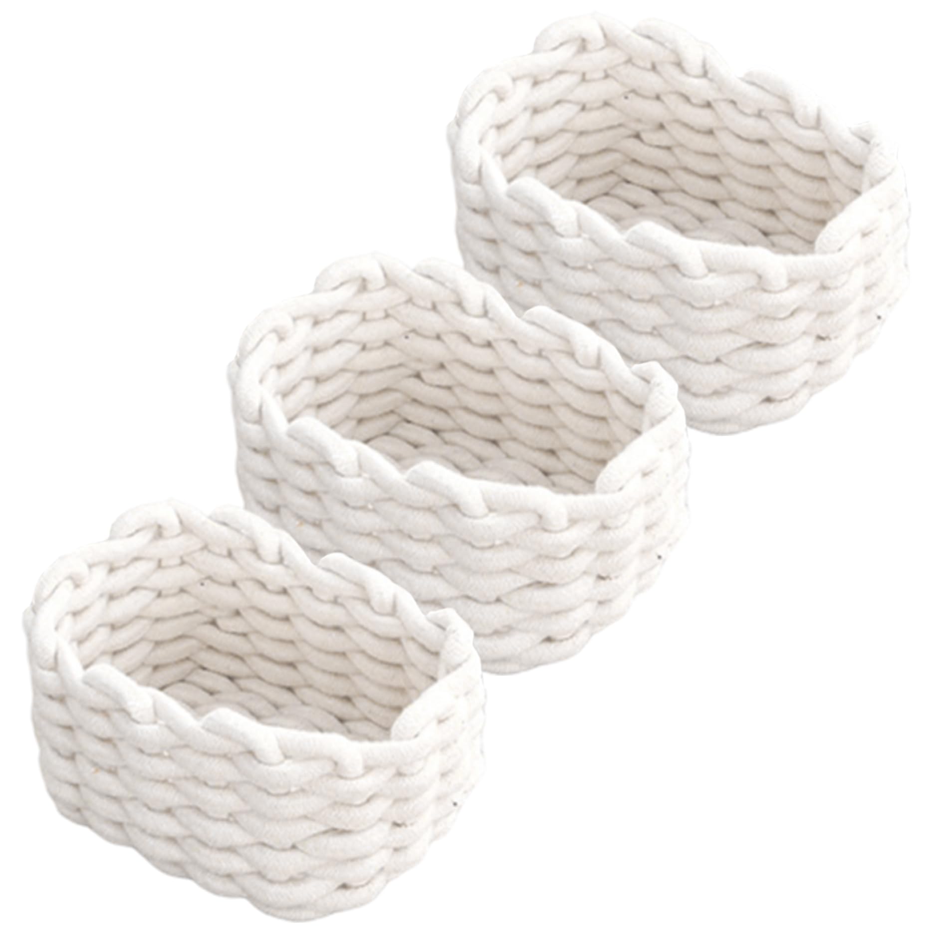 Panier tissé fait main lot de 3 corbeilles décoratives premium en coton blanc durable
