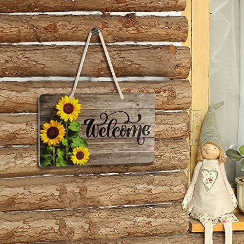 Vdsrup Beautiful Sunflowers Door Sign Plaque Wood Texture Summer Welcome Wall Hanging Signs Spring Autunm Front Door Decor Home Decorative Door Hanger For Bedroom Porch Yard 6" X 11" #TOP2