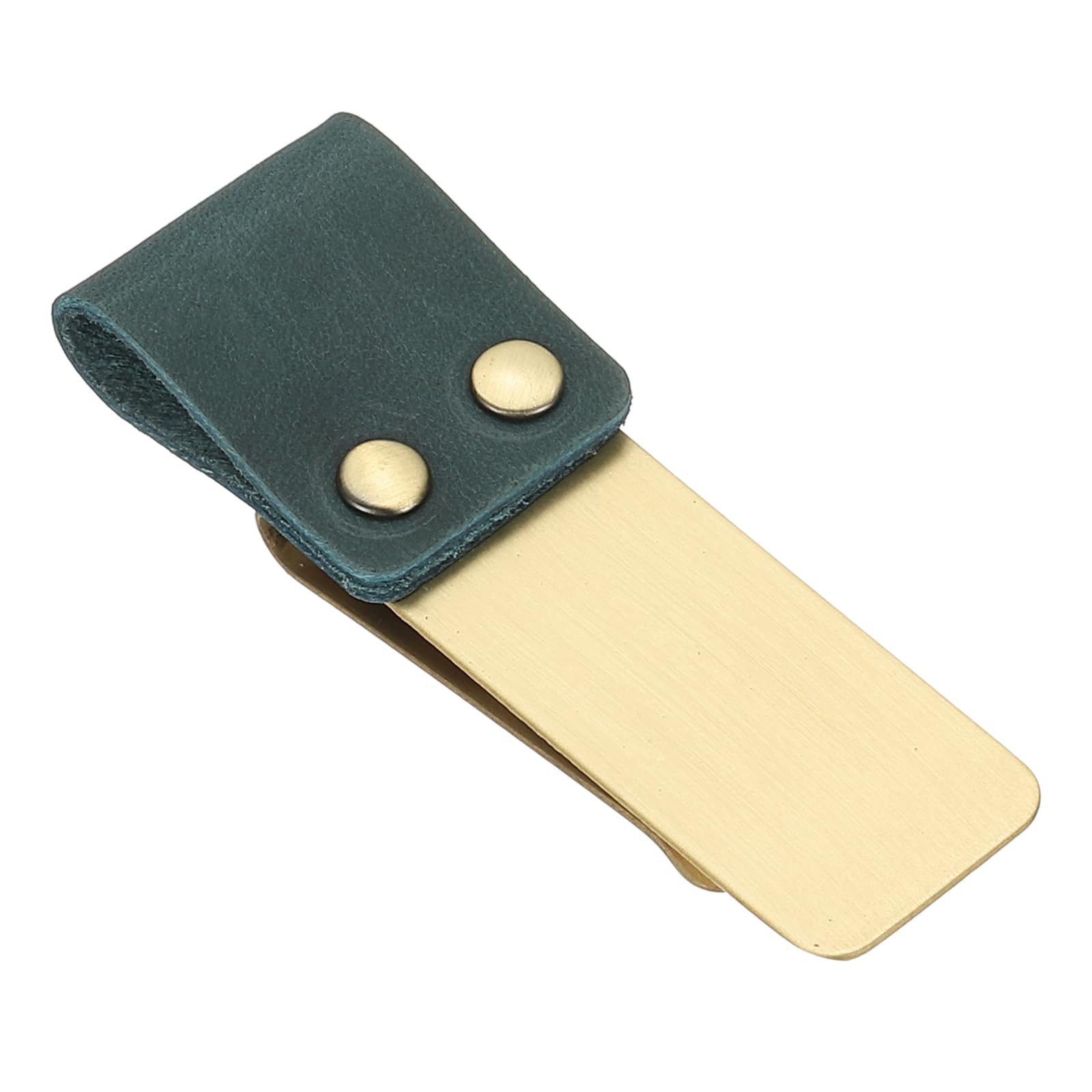 PATIKIL Pen Loop for Notebook Brass Book Clip with Leather Pen Holder for Notebooks Journals Planner Blue